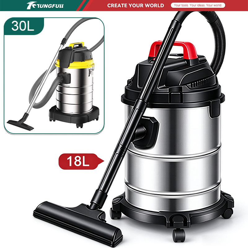 Industrial Vacuum Cleaner 3000W - เครื่องดูดฝุ่นแบบถัง 30 ลิตร/18 ลิตร ดูดได้ทั้งแบบแห้งและเปียก ถังสแตนเลส