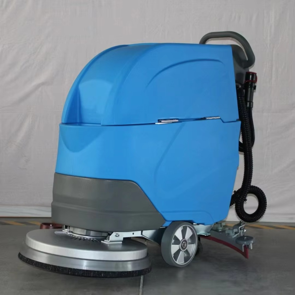 Floor Scrubber Machine Walk Behind - เครื่องขัดพื้นอุตสาหกรรมขนาดเล็กแบบเดินตาม, เครื่องทำความสะอาดแบบเปียกและแห้งใช้แบตเตอรี่ไฟฟ้าสีน้ำเงิน, อุปกรณ์ล้างทำความสะอาดประสิทธิภาพสูงดีไซน์ใหม่