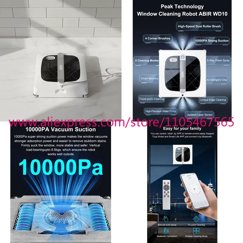 Window Cleaning Robot Automatic - หุ่นยนต์ทำความสะอาดกระจกไฟฟ้า 1 ชิ้น พร้อมมอเตอร์ไร้แปรงถ่าน และระบบฉีดน้ำ 6