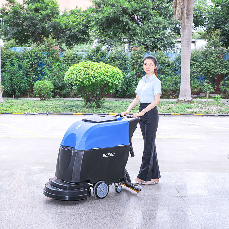 เครื่องขัดพื้นแบบใช้มือผลักไฟฟ - Floor Scrubber Machine Walk Behind บทวิจารณ์และราคา
